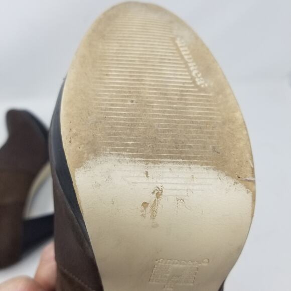 Andrea Brown Ankle Boots Suede Elasticized Platform Heels Size 7.5 - Picture 2 of 14